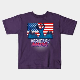 Make Today Amazing (Buck deerhead American Flag) Kids T-Shirt